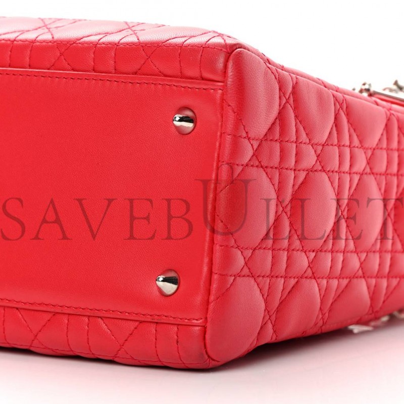 DIOR LAMBSKIN CANNAGE MEDIUM LADY DIOR RED (23*20*12.7cm)