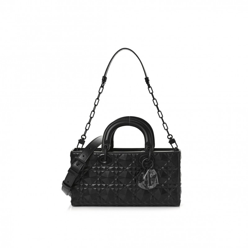 DIOR CALFSKIN CANNAGE DIAMOND MEDIUM LADY D-JOY BLACK (26*14*5.7cm)