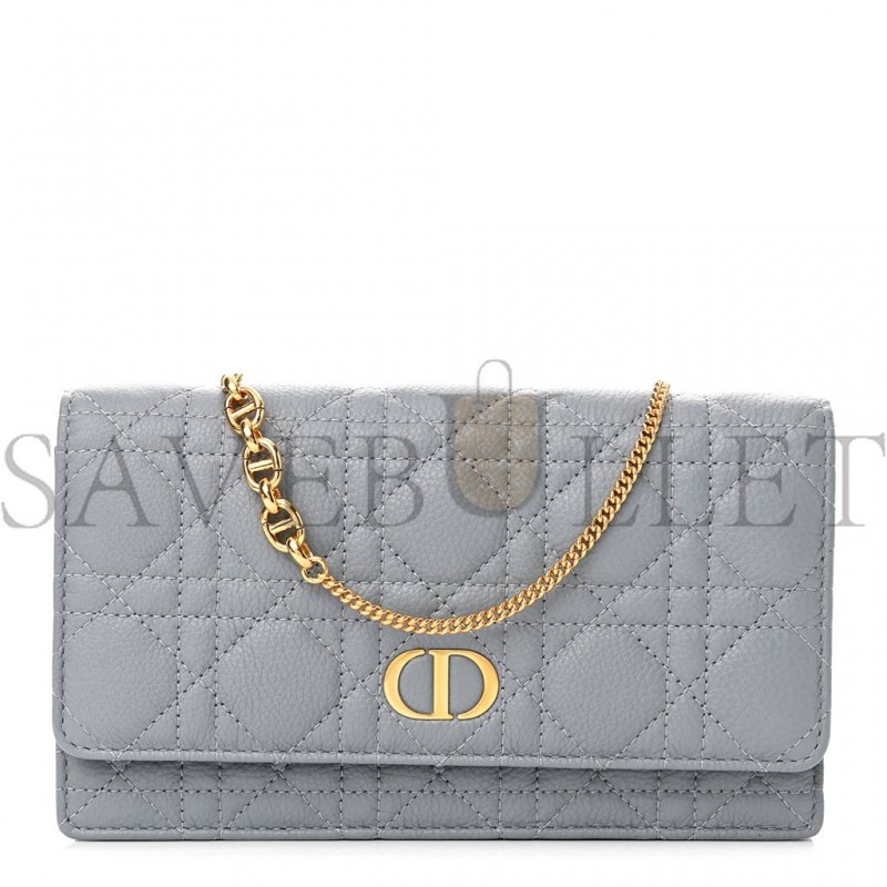 DIOR SUPPLE CALFSKIN CARO POUCH WITH CHAIN CLOUD (20*11*3.2cm)