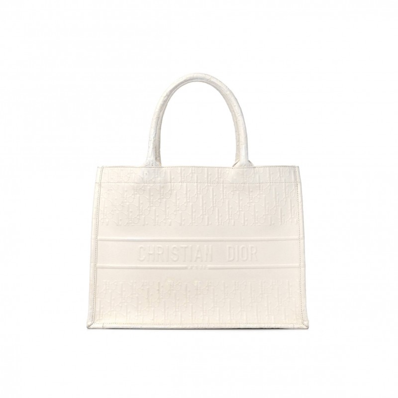 DIOR OBLIQUE CALFSKIN EMBOSSED MEDIUM BOOK TOTE IVORY (36*27*17.1cm)