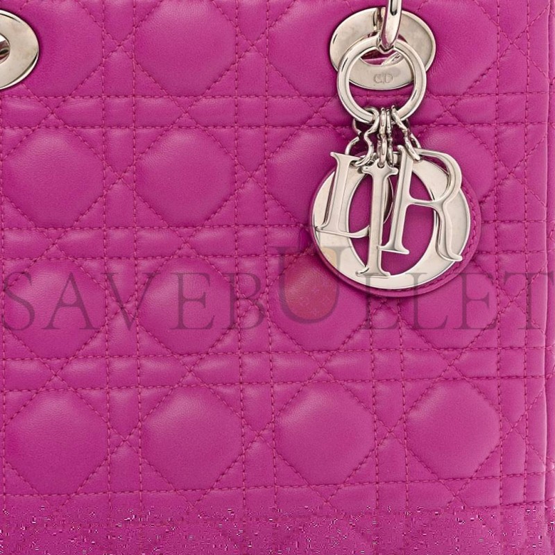 DIOR LAMBSKIN CANNAGE MEDIUM LADY DIOR PINK (23*20*12.1cm)