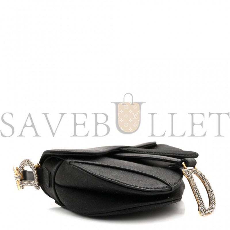 DIOR SATIN CRYSTAL MINI SADDLE BAG BLACK (18*15*5.1cm)