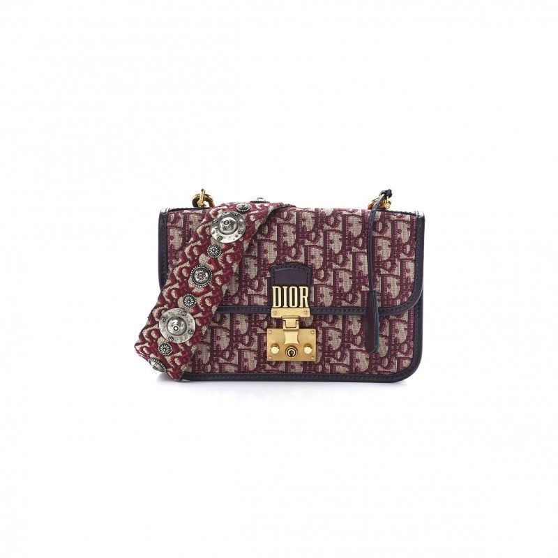 DIOR OBLIQUE DIORADDICT FLAP BAG BURGUNDY (24*17*5.1cm)