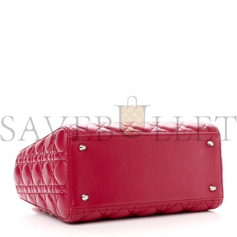 DIOR LAMBSKIN CANNAGE MEDIUM LADY DIOR FUCHSIA (23*20*12.1cm)