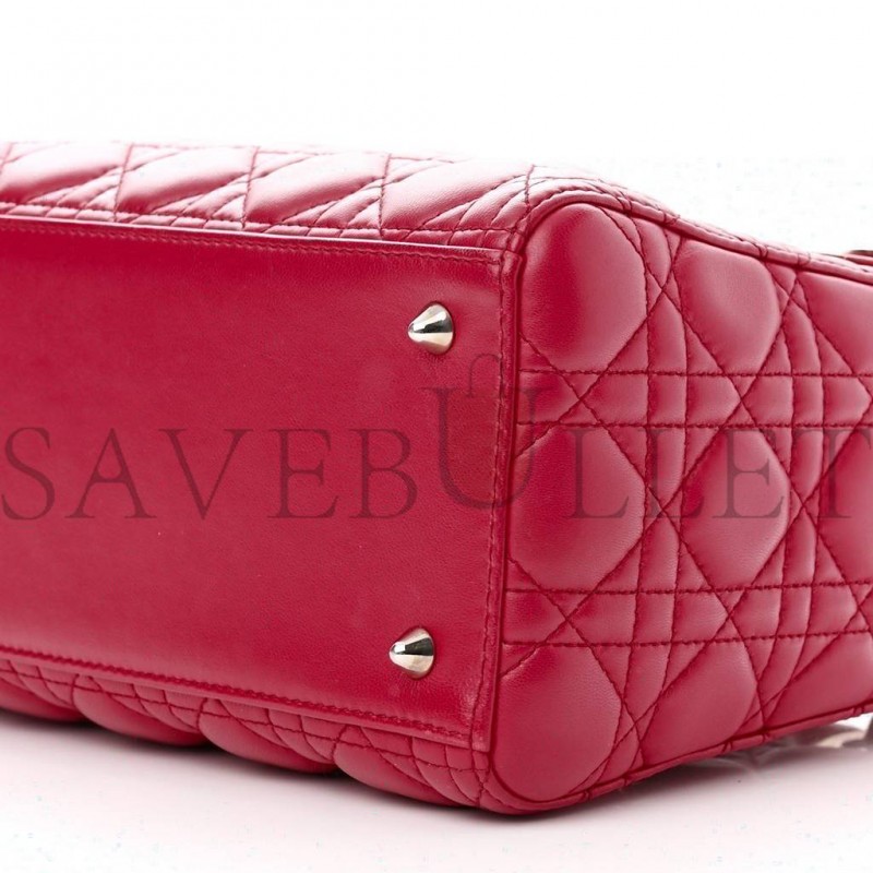 DIOR LAMBSKIN CANNAGE MEDIUM LADY DIOR FUCHSIA (23*20*12.1cm)