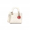 DIOR LAMBSKIN CANNAGE DIORAMOUR HEART SMALL LADY DIOR WHITE RED (20*17*8.3cm)