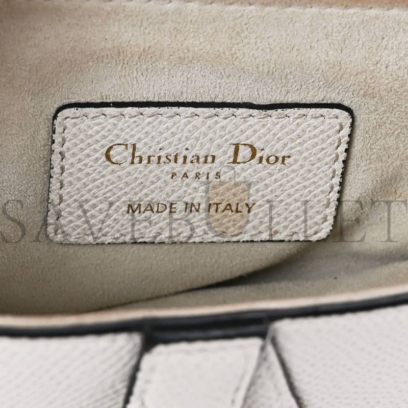 DIOR GRAINED CALFSKIN MINI SADDLE BAG WHITE (18*6.25*1.75cm)