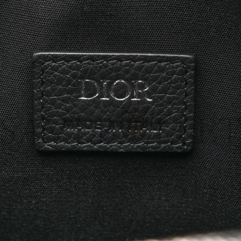 DIOR OBLIQUE JACQUARD GRAINED CALFSKIN LINGOT POUCH BEIGE BLACK (22*17*5.7cm)