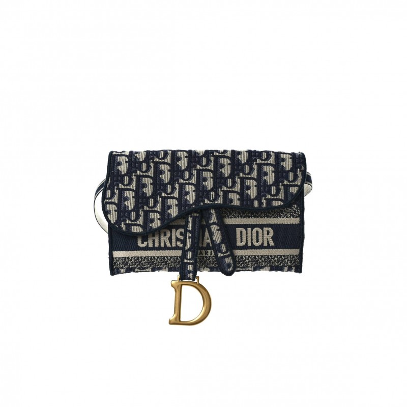 DIOR OBLIQUE SLIM SADDLE POUCH BLUE (21*13*2.5cm)