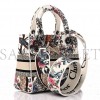 DIOR CANVAS JARDIN D&#X27;HIVER EMBROIDERED MEDIUM LADY D-LITE ECRU MULTICOLOR (24*20*12.1cm)