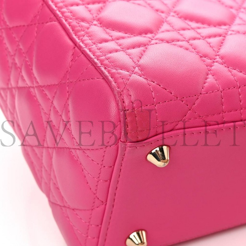 DIOR LAMBSKIN CANNAGE LARGE LADY DIOR FUCHSIA (32*25*8.9cm)