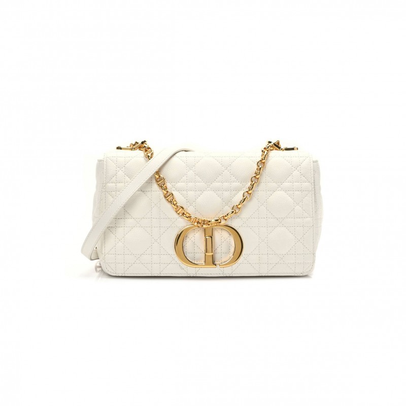 DIOR SUPPLE CALFSKIN CANNAGE MEDIUM CARO BAG IVORY (25*15*8.9cm)