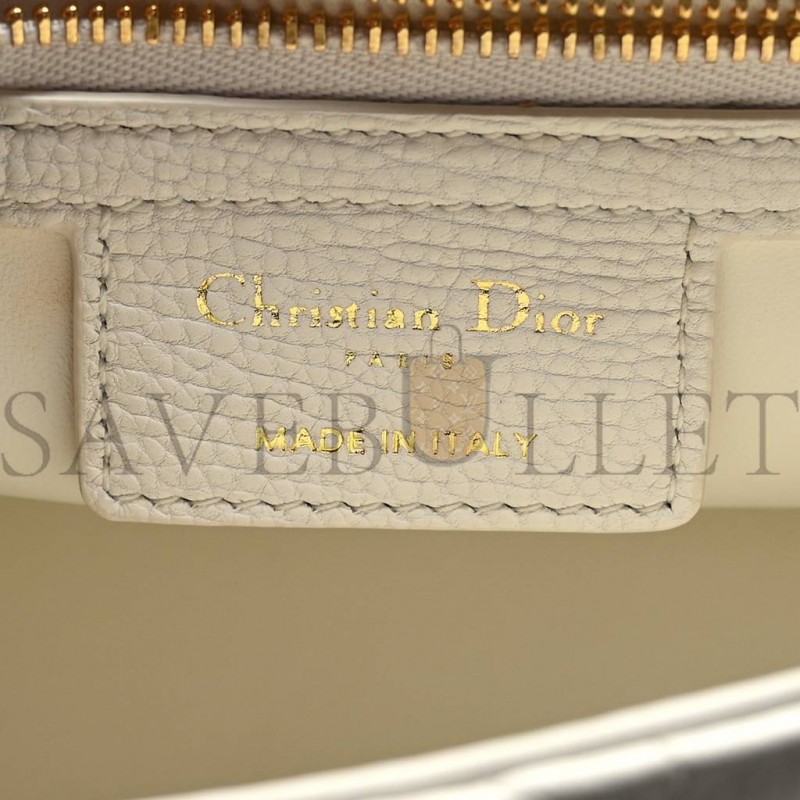 DIOR SUPPLE CALFSKIN CANNAGE MEDIUM CARO BAG IVORY (25*15*8.9cm)