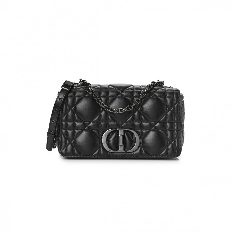 DIOR CALFSKIN MACROCANNAGE MEDIUM CARO BAG BLACK (26*15*9.5cm)