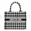 DIOR CANVAS HOUNDSTOOTH EMBROIDERED SMALL BOOK TOTE BLACK WHITE (27*22*11.4cm)