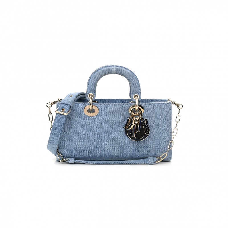 DIOR DENIM MACROCANNAGE LADY D-JOY BLUE (26*14*6.4cm)