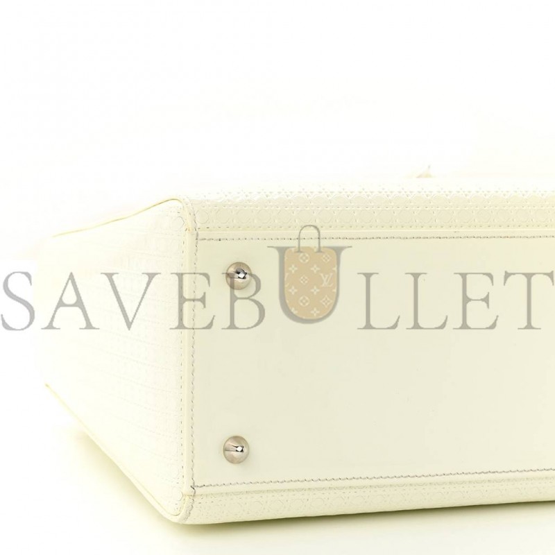 DIOR PATENT MICRO-CANNAGE MEDIUM LADY DIOR WHITE (23*20*12.1cm)