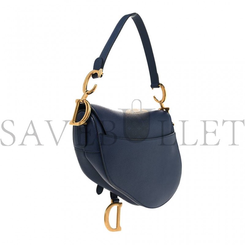 DIOR GRAINED CALFSKIN SADDLE BAG NAVY (23*20*6.4cm)