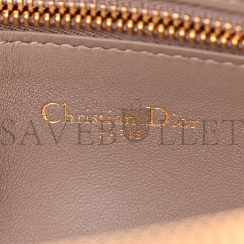 DIOR SUPPLE CALFSKIN CARO DOUBLE POUCH WARM TAUPE (19*11*7cm)