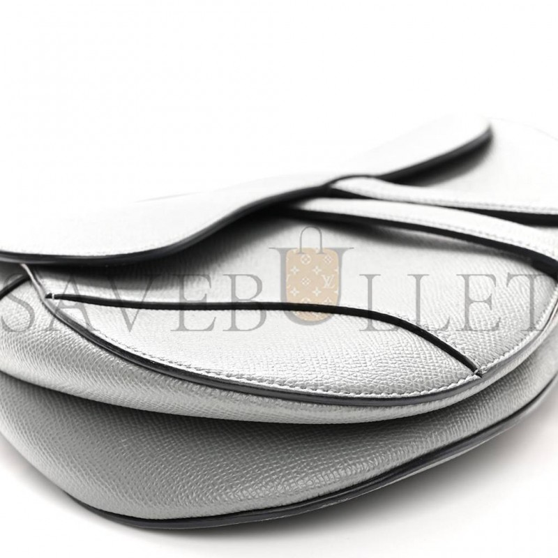 DIOR GRAINED CALFSKIN SADDLE BAG GREY (24*22*7cm)