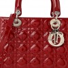 DIOR PATENT CANNAGE MEDIUM LADY DIOR RED (23*20*12.1cm)