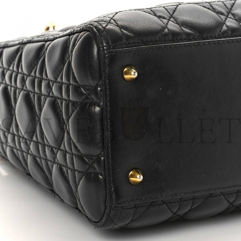 DIOR LAMBSKIN CANNAGE MEDIUM LADY DIOR BLACK (23*20*12.7cm) 