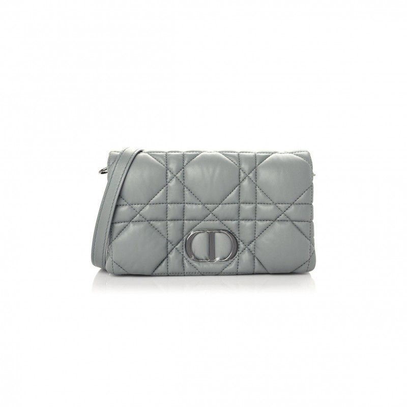 DIOR CALFSKIN MACROCANNAGE MINI CARO BAG GREY (20*12*5.1cm)