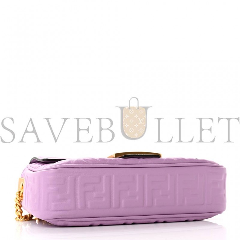 FENDI NAPPA SMALL FF EMBOSSED MIDI CHAIN BAGUETTE VIOLETTA (23*13*6cm)