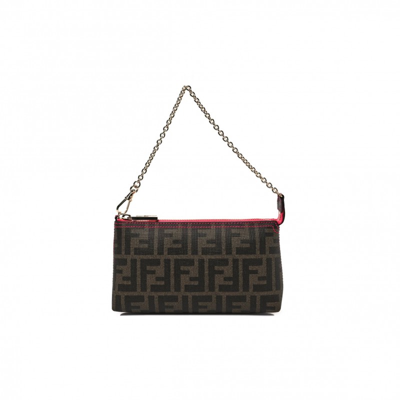 FENDI ZUCCA SPALMATI POCHETTE TOBACCO FRAGOLA (21*11*4cm)