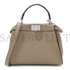 FENDI CUOIO ROMANO PYTHON SELLERIA MINI PEEKABOO ICONIC SATCHEL CORDA WHITE (23*18*11cm)