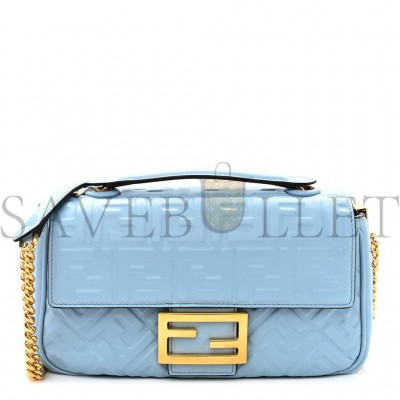 FENDI NAPPA SMALL FF EMBOSSED MIDI CHAIN BAGUETTE AZZURRO BABY (32*26*10cm) FENDI NAPPA SMALL FF EMBOSSED MIDI CHAIN BAGUETTE AZZURRO BABY (32*26*10cm)
