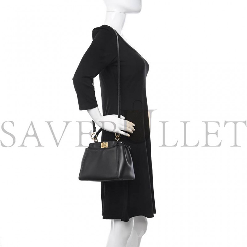 FENDI NAPPA MINI PEEKABOO ICONIC SATCHEL BLACK (23*17*11cm) FENDI NAPPA MINI PEEKABOO ICONIC SATCHEL BLACK (23*17*11cm)