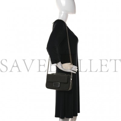 FENDI TECHNICAL FABRIC FF MIDI CHAIN BAGUETTE OLIVA (23*13*6cm) FENDI TECHNICAL FABRIC FF MIDI CHAIN BAGUETTE OLIVA (23*13*6cm)