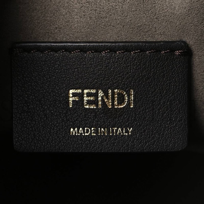 FENDI VITELLO KING F IS FENDI LOGO EMBOSSED MINI MON TRESOR BUCKET BAG LIGHT ROSE (11*10*10cm)