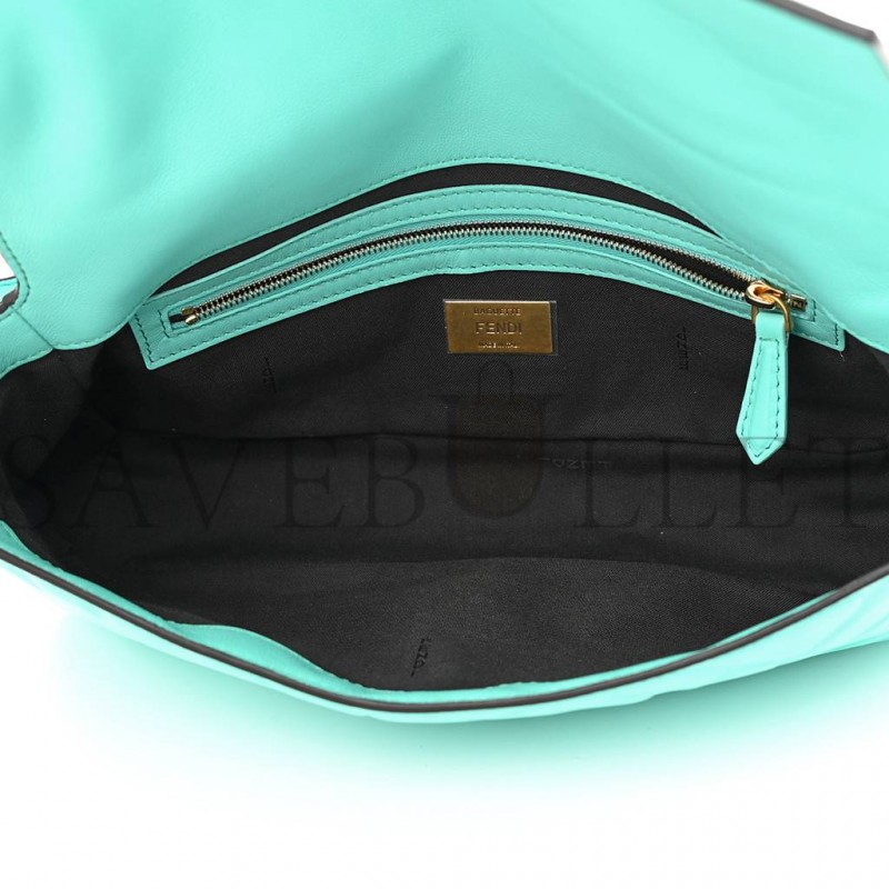 FENDI NAPPA FF 1974 EMBOSSED BAGUETTE SPRING TURQUOISE (27*15*5cm) FENDI NAPPA FF 1974 EMBOSSED BAGUETTE SPRING TURQUOISE (27*15*5cm)