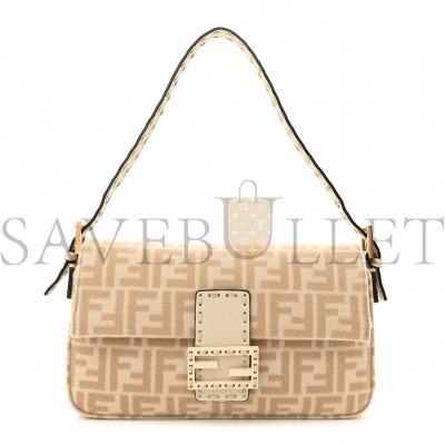 FENDI WOOL CUOIO ROMANO SELLERIA FF 1974 BAGUETTE 1997 BEIGE CAMMELLO CAMELIA (27*14*4cm) FENDI WOOL CUOIO ROMANO SELLERIA FF 1974 BAGUETTE 1997 BEIGE CAMMELLO CAMELIA (27*14*4cm)