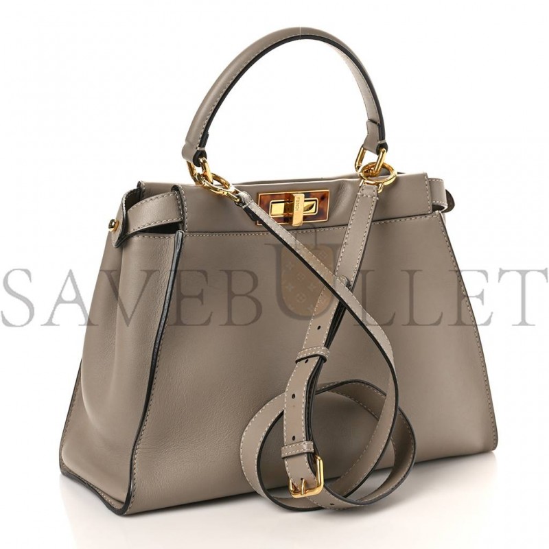 FENDI VITELLO SETA PLEXIGLASS TORTOISE MEDIUM PEEKABOO ICONIC SATCHEL TORTORA (33*25*13cm)