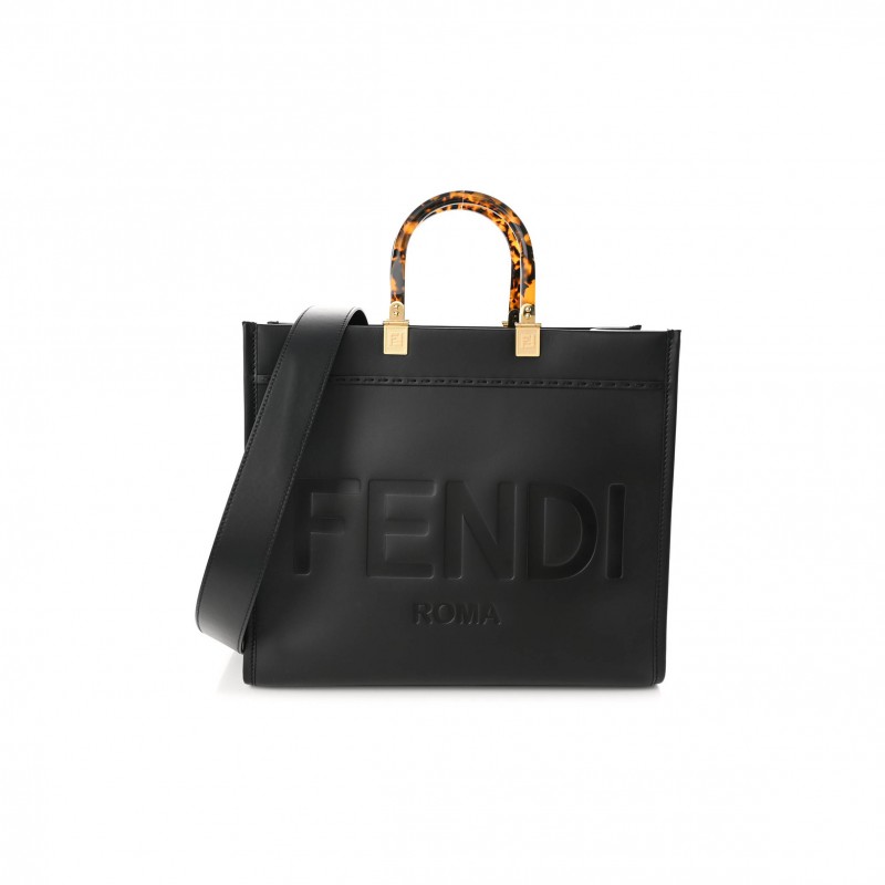 FENDI VITELLO KING PLEXIGLASS MEDIUM FENDI SUNSHINE SHOPPER TOTE BLACK (14*12*6cm)