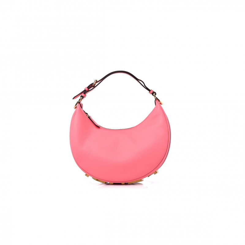 FENDI VITELLO GRACE MATTE SMALL FENDIGRAPHY HOBO BAG PINK DALIA (22*17*9cm)