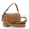 FENDI NAPPA FF 1974 EMBOSSED BAGUETTE MIELE SCURO (27*16*5cm)