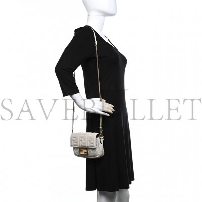 FENDI NAPPA FF 1974 EMBOSSED MINI BAGUETTE WHITE (18*11*4cm) FENDI NAPPA FF 1974 EMBOSSED MINI BAGUETTE WHITE (18*11*4cm)