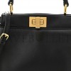 FENDI NAPPA MINI PEEKABOO ICONIC SATCHEL BLACK (23*19*11cm)