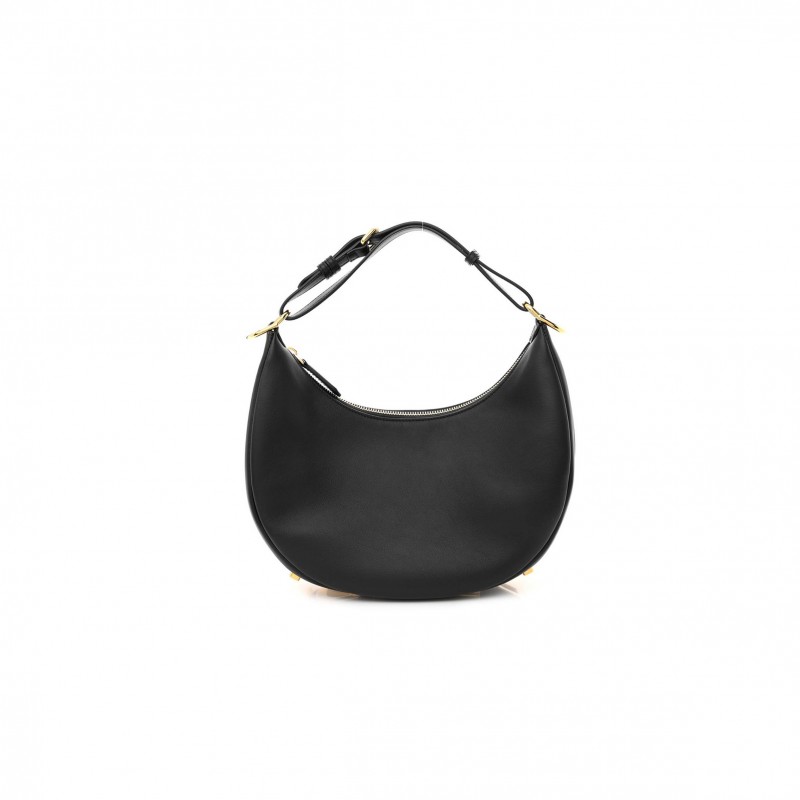 FENDI VITELLO GRACE MATTE SMALL FENDIGRAPHY HOBO BAG BLACK (28*23*10cm)