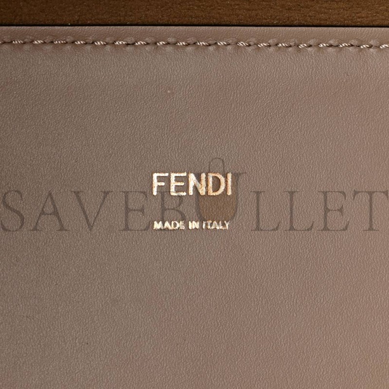 FENDI VITELLO KING PLEXIGLASS LOGO EMBOSSED MEDIUM FENDI SUNSHINE SHOPPER TOTE TORTORA (36*30*16cm)