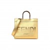 FENDI VITELLO CATALAN MIRROR PLEXIGLASS LOGO EMBOSSED MEDIUM FENDI SUNSHINE SHOPPER TOTE GOLD (36*30*14cm)