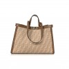 FENDI WOOL VITELLO KING SETA FF 1974 MEDIUM PEEKABOO X-TOTE BEIGE CAMMELLO SAND (41*29*15cm)