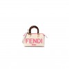 FENDI CANVAS PLEXIGLASS LOGO EMBROIDERED MINI BY THE WAY TOP HANDLE BOSTON BAG GREZZO PINK DALIA (18*11*8cm)