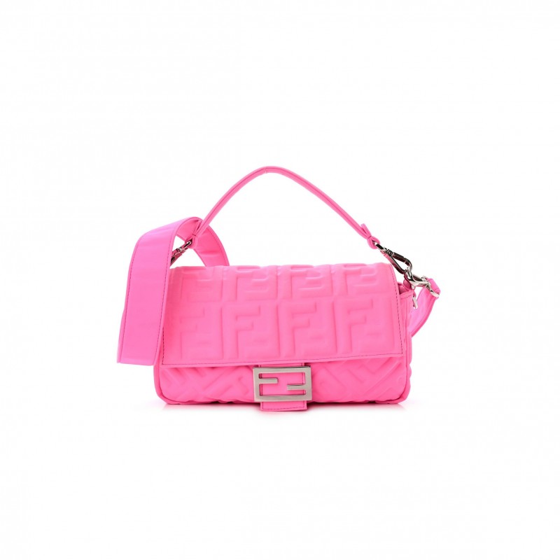 FENDI LYCRA FF 1974 EMBOSSED BAGUETTE ROSA FLUO (27*17*5cm) FENDI LYCRA FF 1974 EMBOSSED BAGUETTE ROSA FLUO (27*17*5cm)