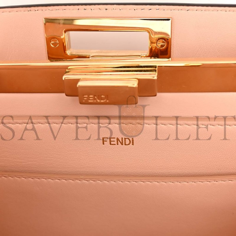 FENDI VITELLO SETA SHINY NAPPA MEDIUM PEEKABOO I SEE U SATCHEL CUOIO LIGHT ROSE (33*25*13cm)