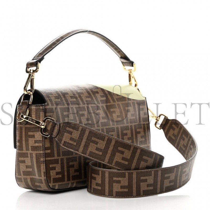 FENDI GLAZED FABRIC FF 1974 HAIRDO GIRLS INLAY BAGUETTE MOGANO PANNA MULTICOLOR (27*15*6cm)